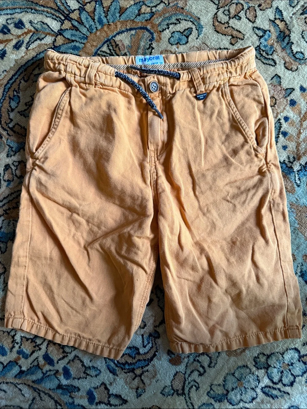 Mayoral Boys desert Orange Cotton Drawstring Shorts 8y 🧡💛